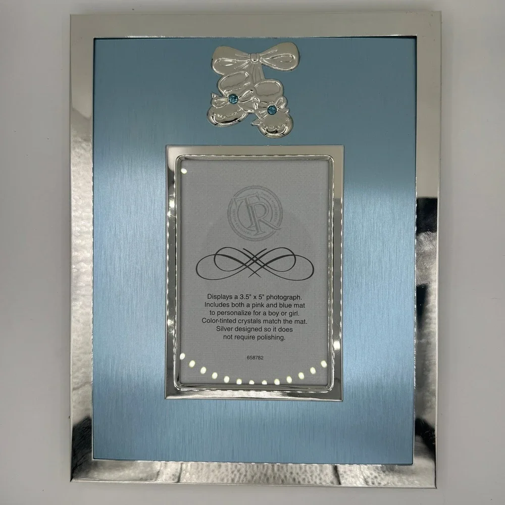 Things Remembered Baby Picture Frame Silver‎ 3.5x5 Pink & Blue Mats 658782 New